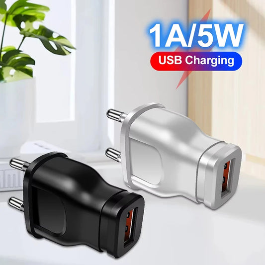Mobile Phone Chargers AC 5V 1A USB Charger Mini Power Adapter Travel Wall Charger US EU Plug For iPhone Huawei Realme Redmi OPPO