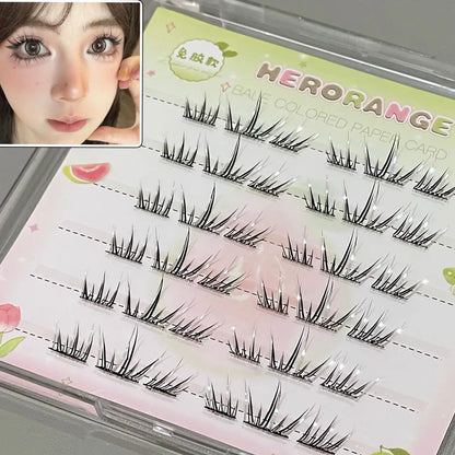 DIY Cluster Punk Silver Black Self-adhesive Glue Free False Eyelashes Segmented Thin Stems Halloween Makeup Girl Lashe Extension