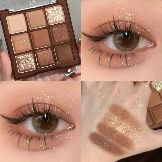 9 Color Chocolate Eyeshadow Palette Matte Pearlescent Glitter Glitter Earth Eyeshadow Makeup