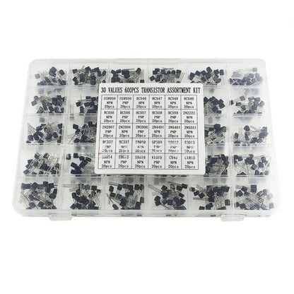 600PCS TO 92 Transistor Assortment Kit 30 Values 20PCS Each NPN PNP Through Hole DIY Electronic Components