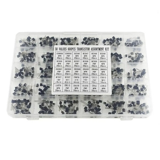 600PCS TO 92 Transistor Assortment Kit 30 Values 20PCS Each NPN PNP Through Hole DIY Electronic Components