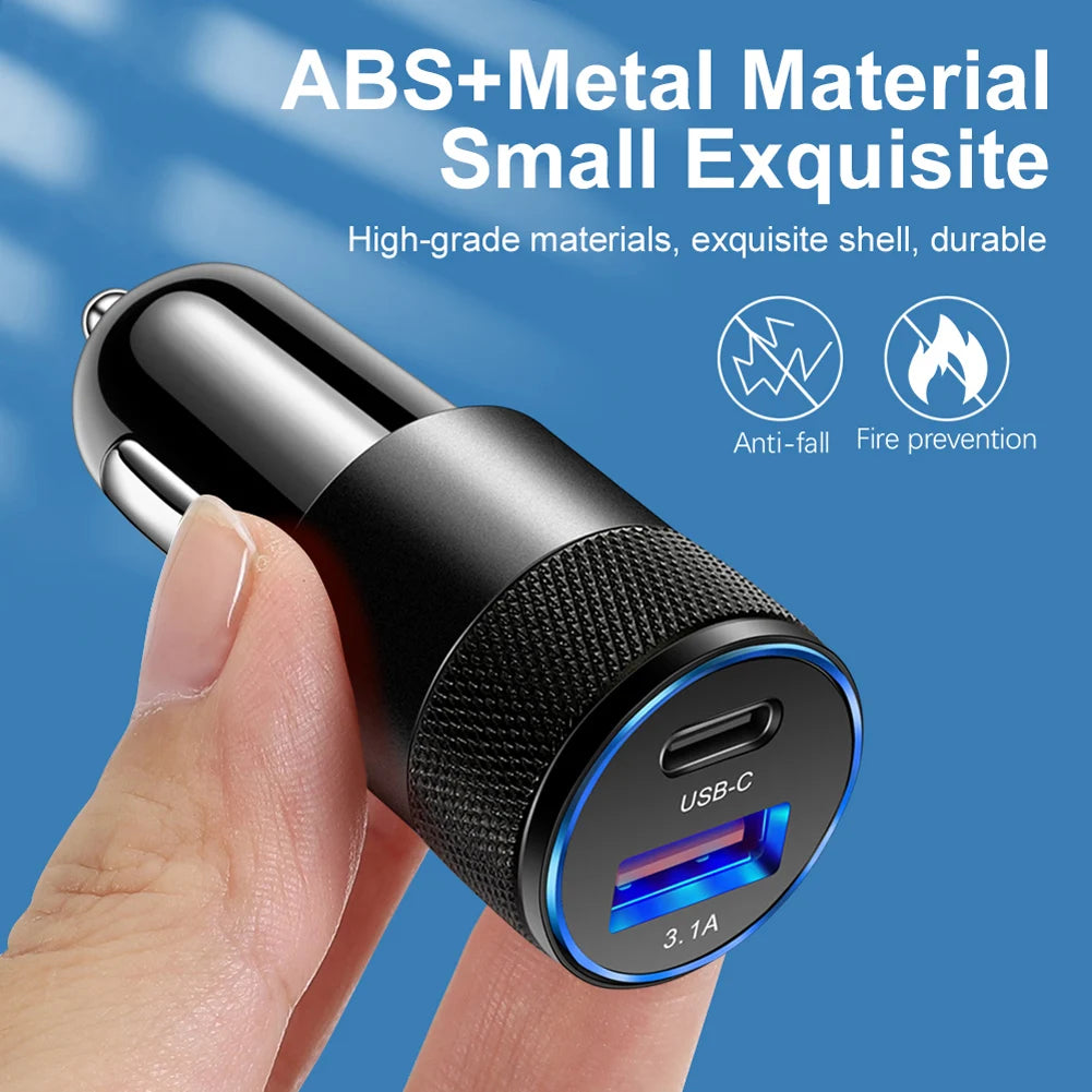 66W USB Car Charger Quick Charge 3.0 USB Type C Fast Charging Phone Adapter For Iphone Laptops Tablets