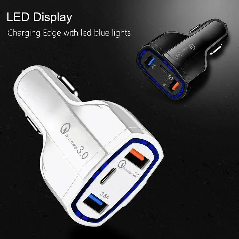 3.5A Car Charger 35W USB Type C Quick Charge3.0 Fast Charging Adapter for iPhone 15 14 Xiaomi Redmi Sansung Mobile Phone Charger