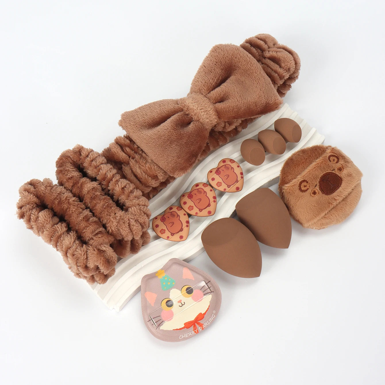 Embroidered Powder Puff Headband 13-Piece Set, Suitable for Applying and Setting Makeup, Suitable for All Skin Types