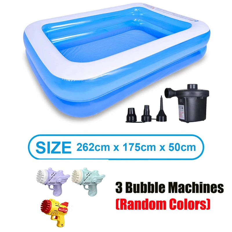 2m/2.6m Large Inflatable Swimming Pool Adults Kids Pools Bathing Tub Outdoor Indoor Bathtub Water Pool Family Party Toys