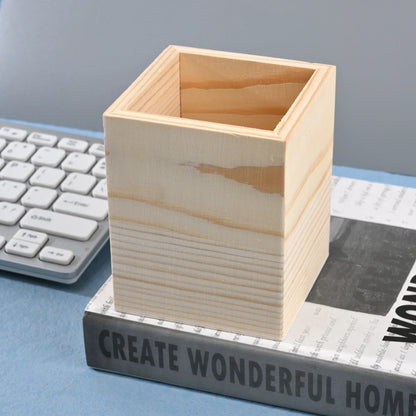 Wooden stationery storage box for pens, pencil cases, office pen holders, makeup brush containers, stationery supplies,