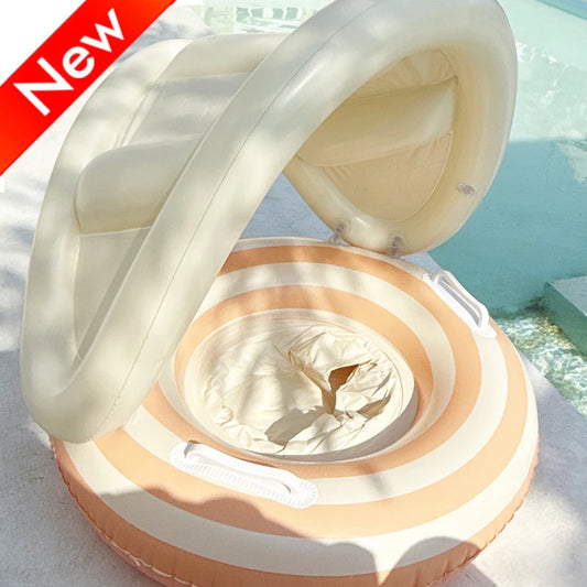 Baby Swimming Ring Inflatable Swim Ring with Detachable Sunshade Toddlers Pool Float Beach Water  for Summer Pool Party