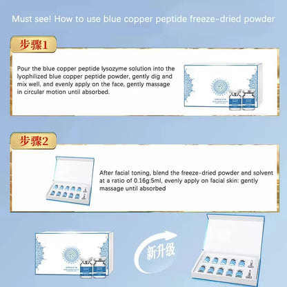 Blue Copper Peptide Freeze-Dried Powder GHK-Cu Essence Deep Hydration Firming Restore Skin Elasticity Rejuvenating SkinCare