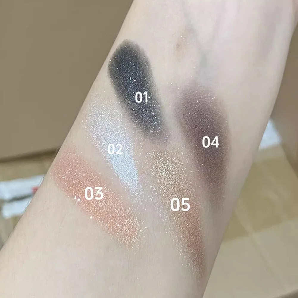 Glitter Punk Black Eye Shadow Palette Metallic Smoky Monochrome Eyeshadow Palette Shimmer Pearl Eye Makeup Shiny Silkworm Shadow