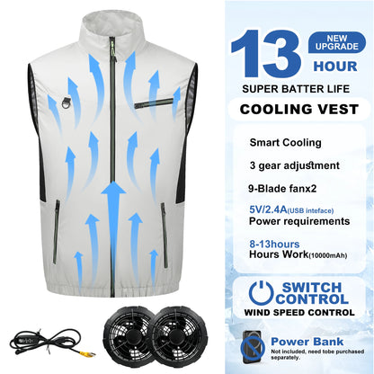 Summer Cool Vest Wearable Cooling Fan Vest Air-conditioned Clothes USB Cooling For Outdoor Work Fishing Vest Camping Clothing