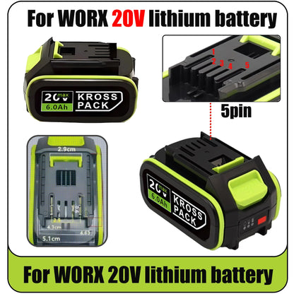Hot For WORX WA3520 6000mAh/8000mAh Li-ion Battery For dewalt tools for WORX 5pin WA3525 20V Cordless Power Tool Model Battery