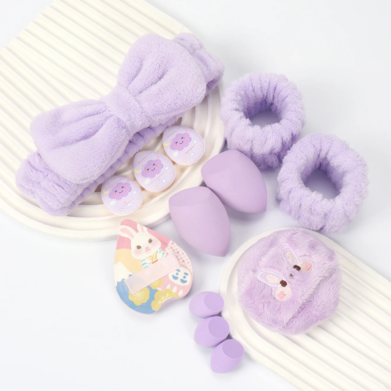 Embroidered Powder Puff Headband 13-Piece Set, Suitable for Applying and Setting Makeup, Suitable for All Skin Types