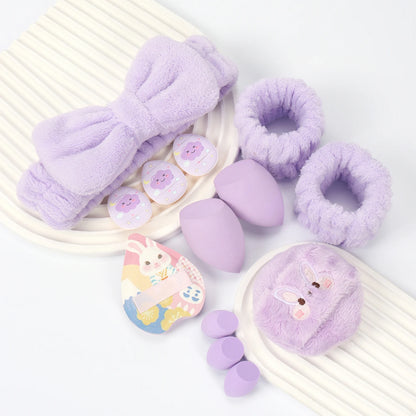 Embroidered Powder Puff Headband 13-Piece Set, Suitable for Applying and Setting Makeup, Suitable for All Skin Types