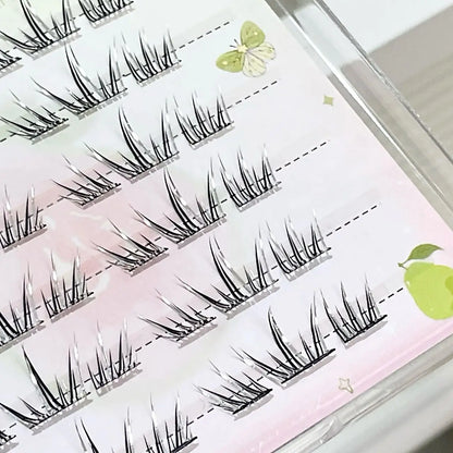 DIY Cluster Punk Silver Black Self-adhesive Glue Free False Eyelashes Segmented Thin Stems Halloween Makeup Girl Lashe Extension