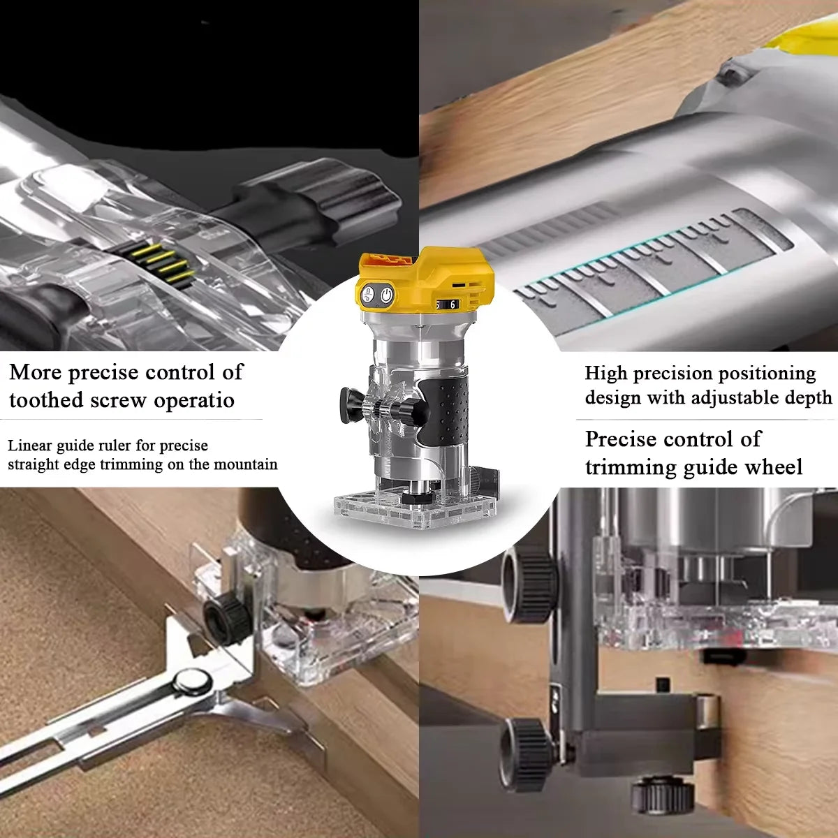 Electric Trimmer Brushless Woodworking Trimming Router Milling Engraving Slotting Tools Fit Dewalt 18V Battery Pin