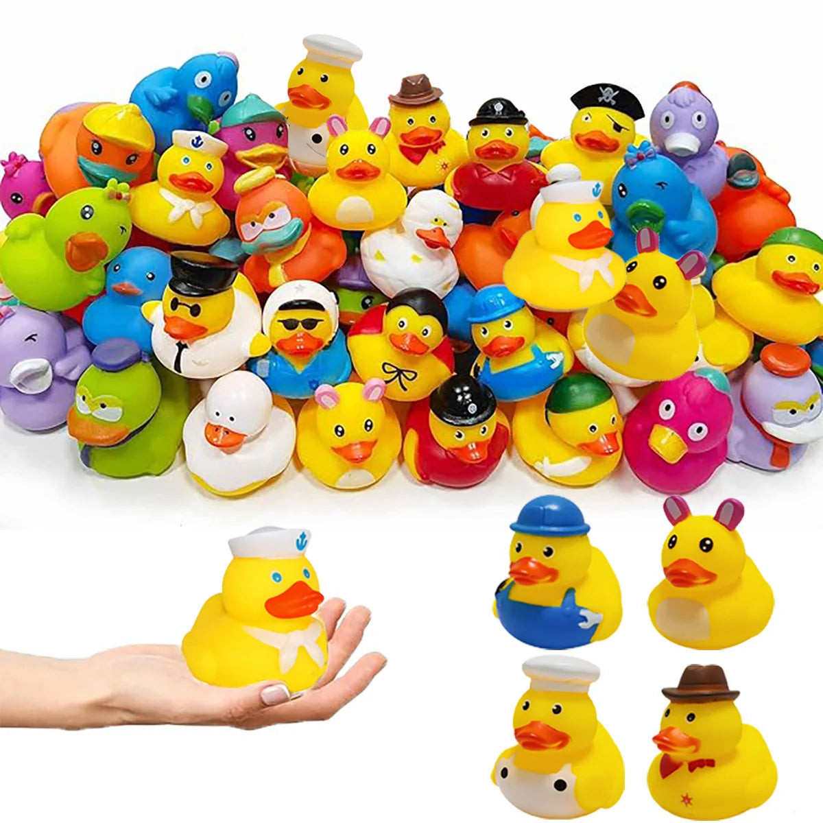 Summer children's swimming pool float toys, suitable for boys and girls' swimming pool parties. Mini rubber ducks, birthday