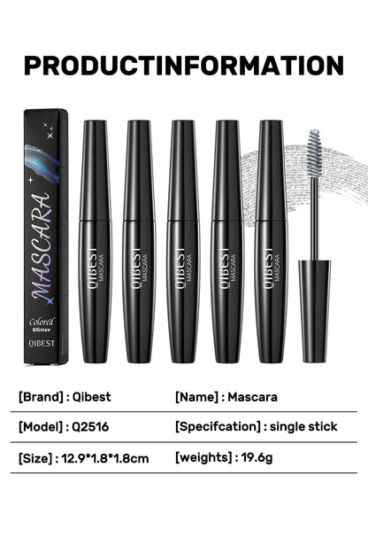 Glitter Diamond Mascara Waterproof Smudge-Proof Volumizing Lengthening Sparkling Snowflake Flake Clump-Free Lasting Party Makeup