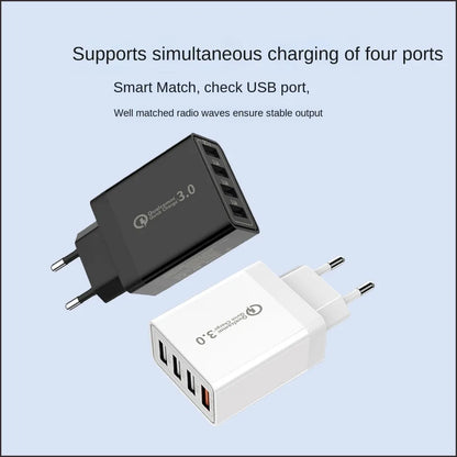 3A EU/US Plug USB Charger 4 Ports Quick Charge 3.0 Mobile Phone Charger Adapter For iPhone Huawei Xiaomi Travel Mobile Charger