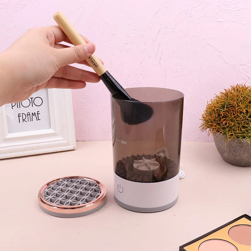 USB Powered Brush Washer & Dryer - Odorless Battery-Free Makeup Cleaner, Plug-and-Play Essential Beauty Accessory