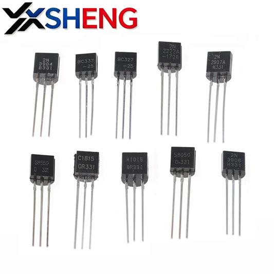 200PCS Transistor Assortment KIT 10Value x 20pcs 2N2222 2N2907 2N3904 2N3906 S8050 S8550 A1015 C1815 BC337 BC327 Transistors Box
