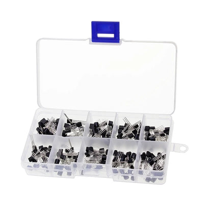 200PCS Transistor Assortment KIT 10Value x 20pcs 2N2222 2N2907 2N3904 2N3906 S8050 S8550 A1015 C1815 BC337 BC327 Transistors Box