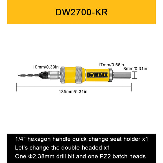 DEWALT DW2700 #6 Drill Drive Set Drill Flip Drive Complete Unit 2 in 1 Countersink Wood Drill Bit 6mm Accessories