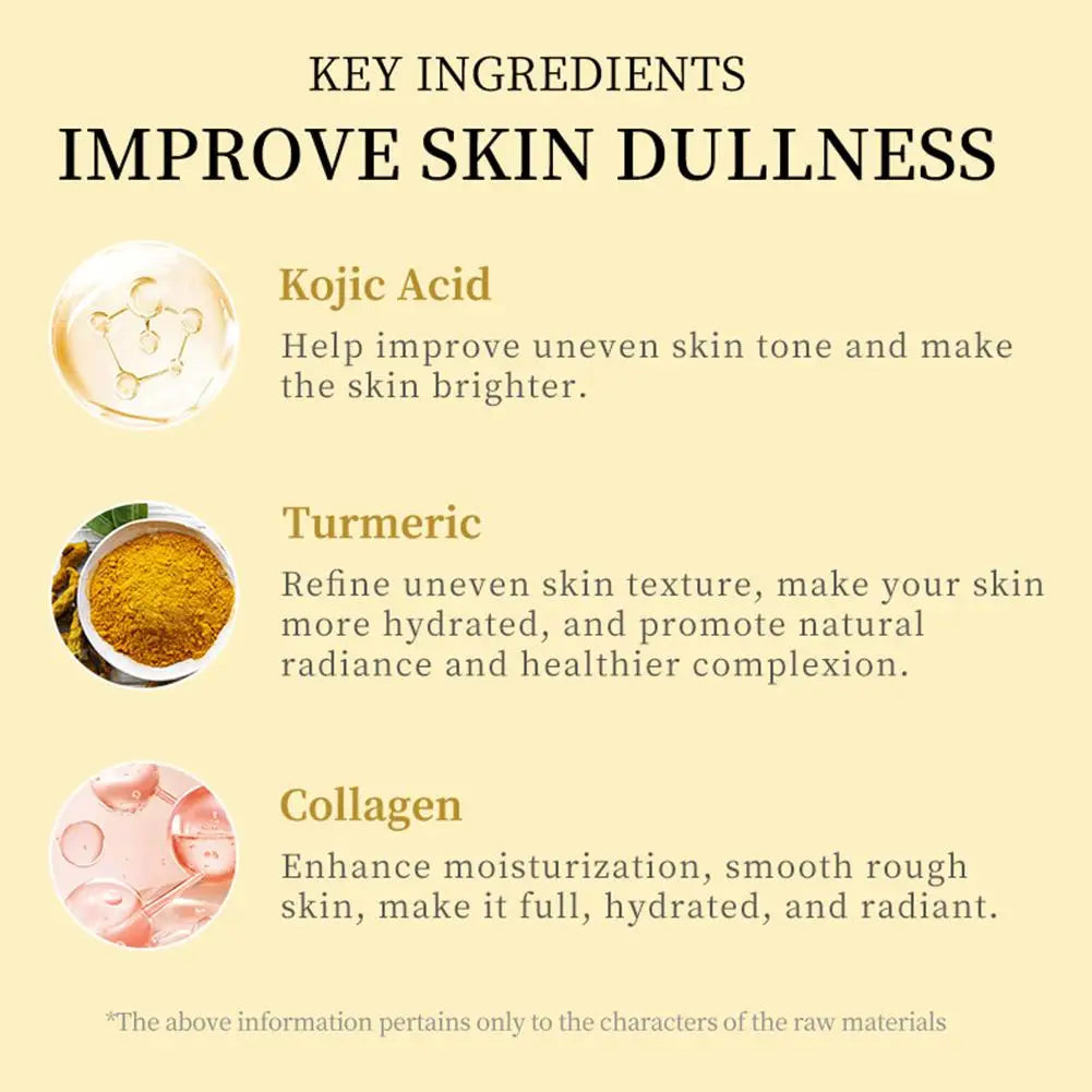 Kojic Acid Turmeric Overnight Wrapping Peel Off Mask Kit Nourish Hydrolyzed Collagen Glowing Skin Refresh Skin Firming Skincare