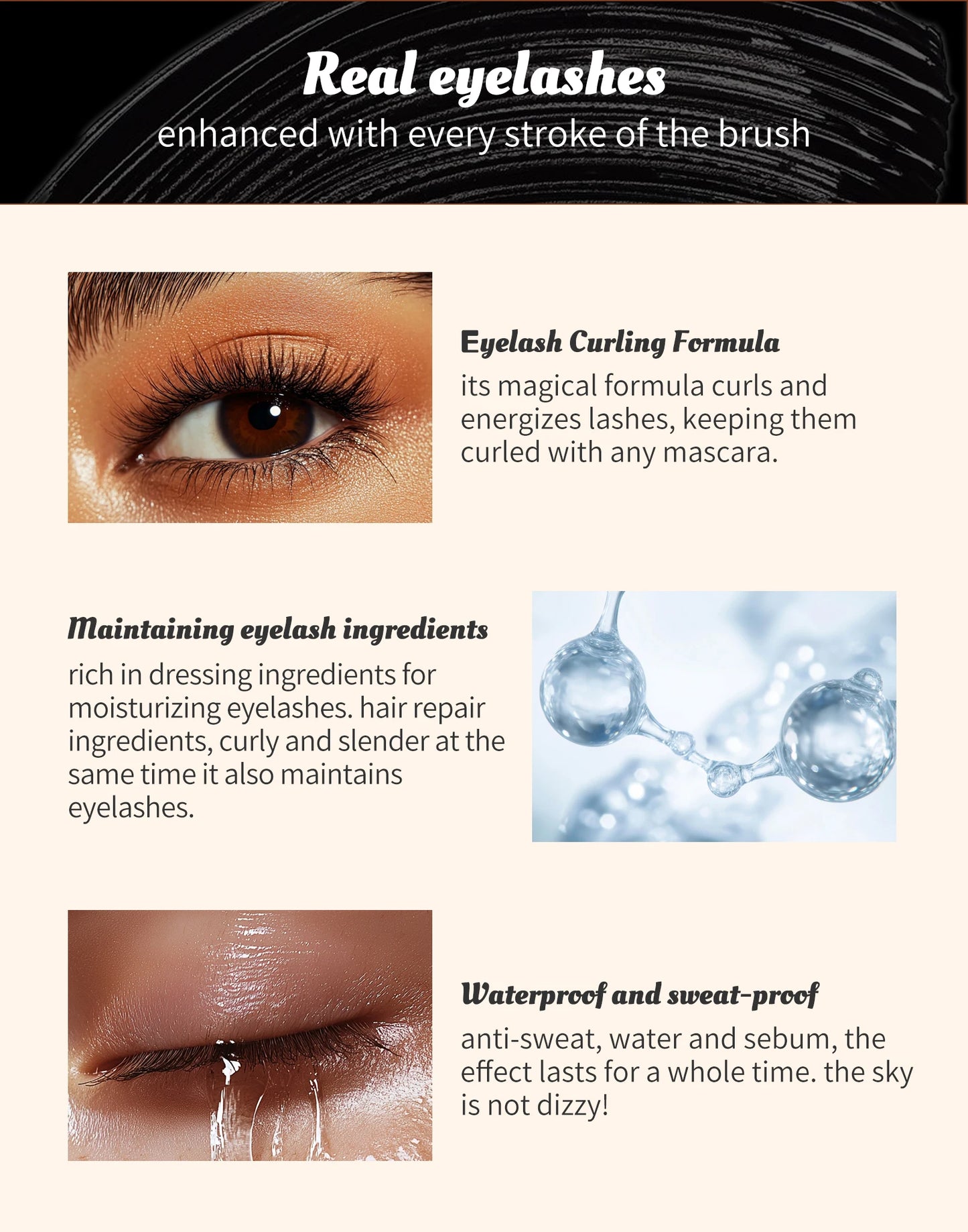 QIC High-heeled Shoes Mascara 3D Fiber Mascara, Long Black Volumizing Eyelash Extension, Waterproof Eye Makeup Tool