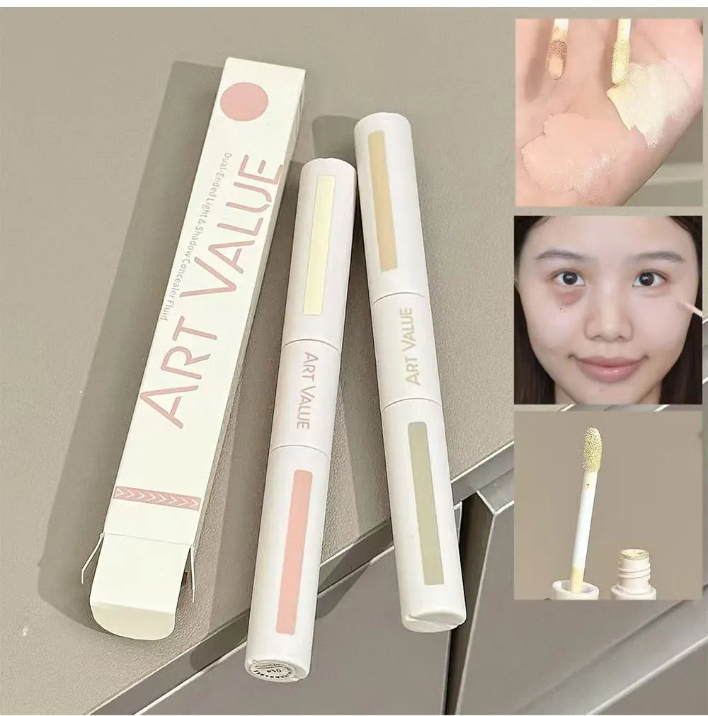 Dual End Concealer Stick Pink Liquid Brightening Contour Pen Correcting Penfor Under Eye & Face Sculpting Full Coverage Makeup