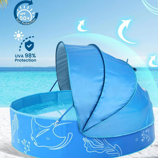 Kiddie Pool with Canopy 120x30cm Foldable Summer Water Play Toy  Children's sunshade swimming pool patio wading pool Baby Pool