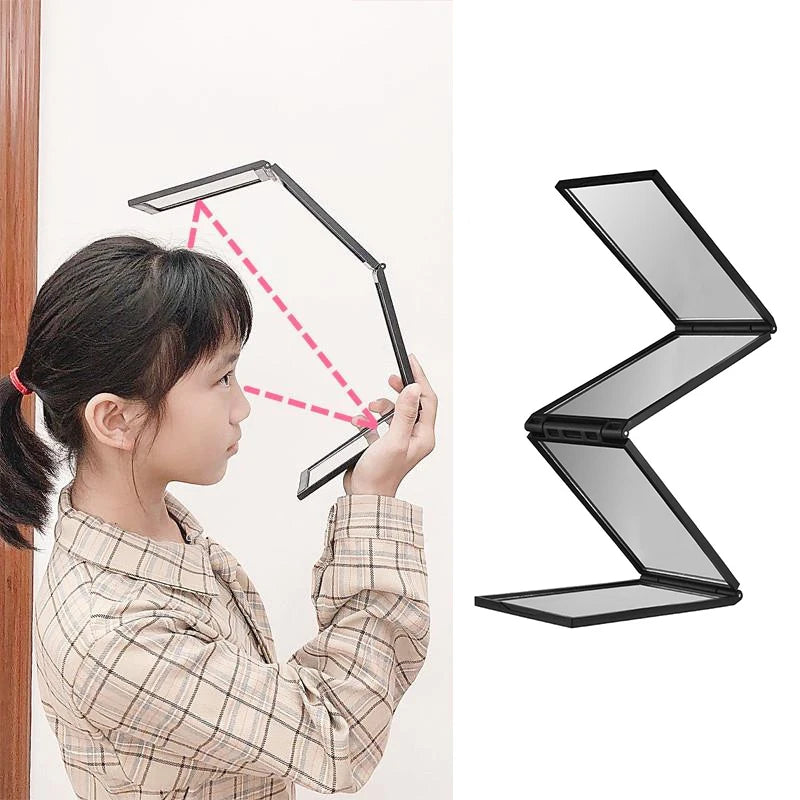 1PC 4 Way Mirror 360 Degree Handheld Desktop Portable Foldable Makeup Mirrors For Self Hair Cutting Make Up Beauty Tool