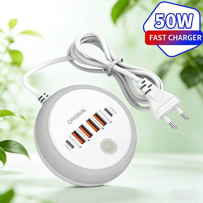 50W USB Mobile Phone Charger Multi Ports Power Strip Socket Type C Fast Charging Wall Charger Wall Adapter For iPhone Xiaomi