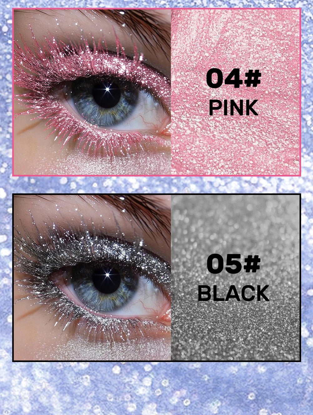 Glitter Diamond Mascara Waterproof Smudge-Proof Volumizing Lengthening Sparkling Snowflake Flake Clump-Free Lasting Party Makeup