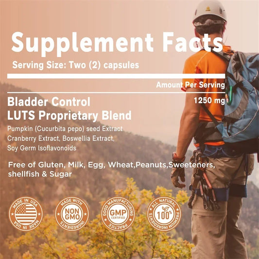 Bladder Control Supplement - Improves Urination Function, Supports Urinary Tract Health, Promotes Metabolism, Reduces Pain