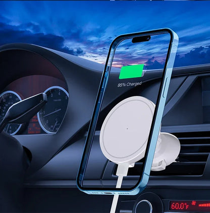 Car Air Outlet Wireless Charger Phone Stand For Magsafe iPhone 16 15 14 13 12 Pro Max Air Vent Cell Magnet Fast Charging Station