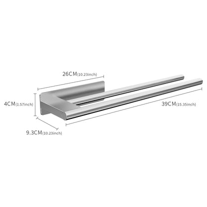 Bathroom Towel Racks No Drill Double Adhesive Towel Bar Stainless Steel Black 39 CM Towel Rack for Bathroom and Kitchen