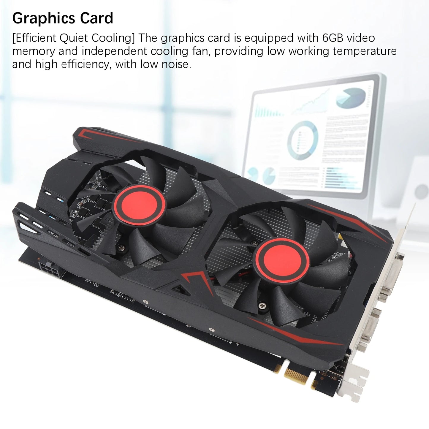 Graphics Card 6GB GDDR5 192BIT Double Fan PCIE 2.0 16X Slot Supports DVI VGA HD Multimedia Interface Gaming Video Card