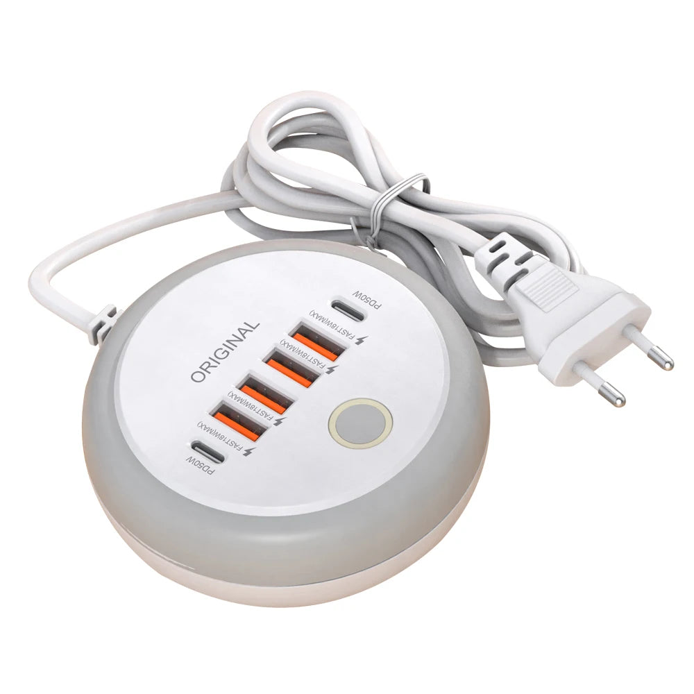 50W USB Mobile Phone Charger Multi Ports Power Strip Socket Type C Fast Charging Wall Charger Wall Adapter For iPhone Xiaomi