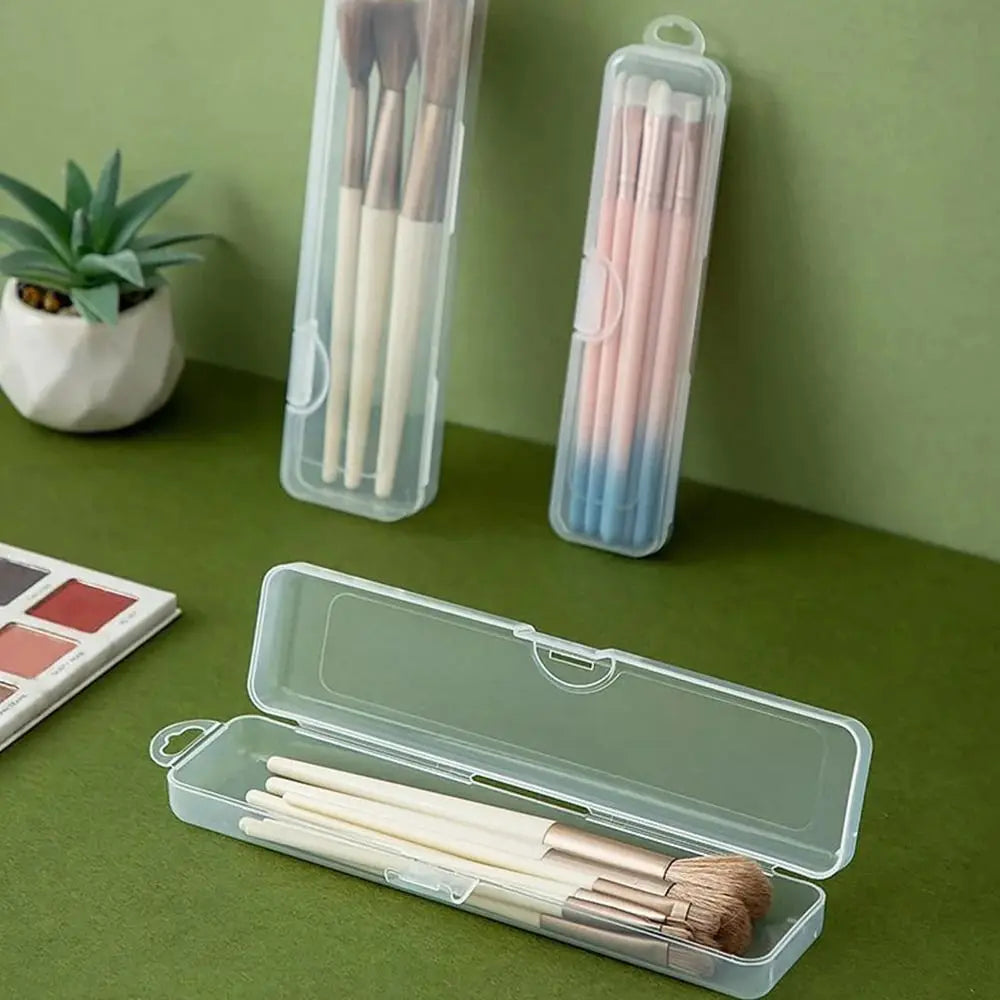 1Pcs Eyebrow Pencil Tableware Chopsticks Makeup Brush Storage Box Transparent Portable Plastic Box Organizer Multifunctional