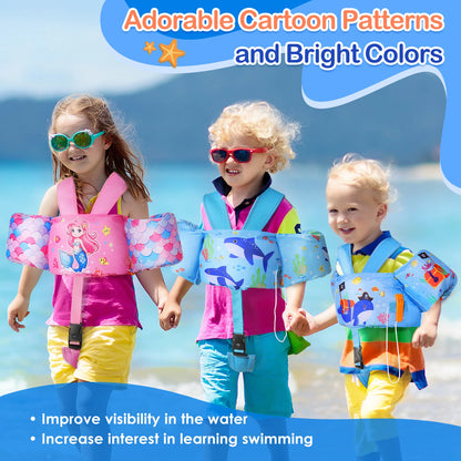 Kids Swimming Vest Toddler Floaties Arm Band Floaties with Adjustable Strap Swim Jacket Water Wing Pool Float Learning Swim