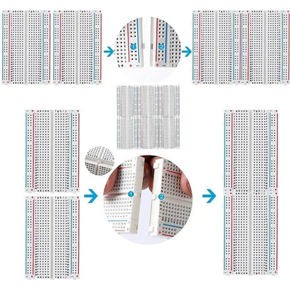 MB-102 Breadboard 400 830 Points Solderless PCB Bread Board Jumper Wire Cable Prototype Board DIY for Arduino Kit