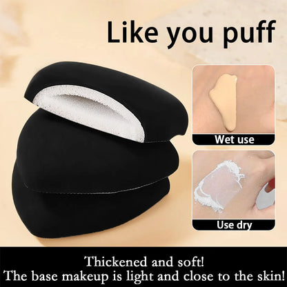 Black triangular makeup pad - Soft velvet cosmetic sponge for facial makeup. Beauty makeup sponge for applying foundation.