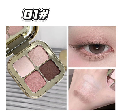 KAKASHOW 4 Colors Eyeshadow Palette Matte Shimmer Pearlescent Glitter Eye Shadow Long Lasting Easy To Color Eyes Makeup Palette