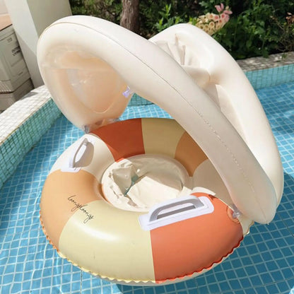 Children Swimming Float Circle with Sunshade Sun Canopy PVC Inflatable Swimming Float Baby Pool Floats For Beach Bath Pool