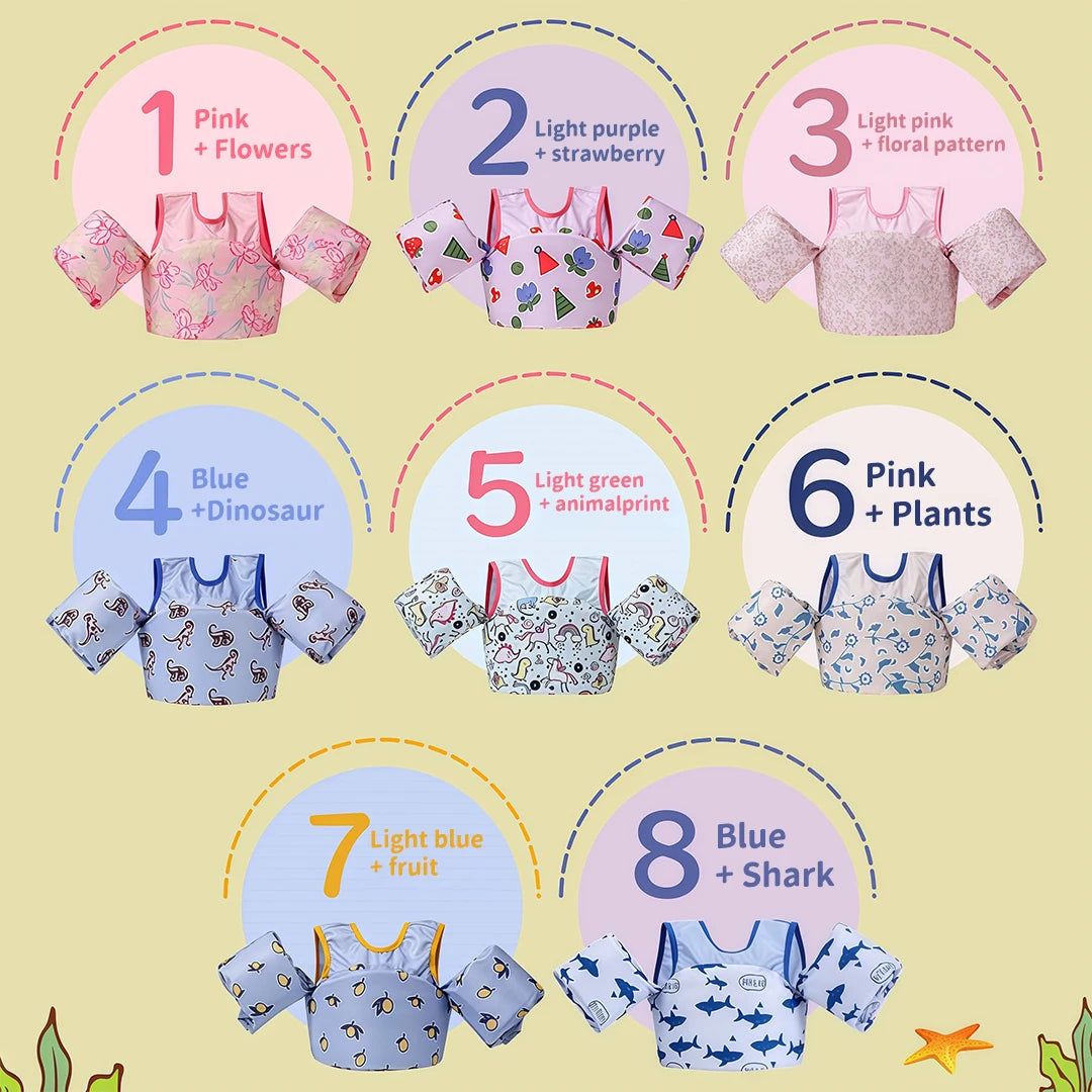 Swim Vest for Kids, Toddler Pool Floaties, Children Swimming Vest with Adjustable Strap, Swim Jacket Water Wing Arm Float Beach
