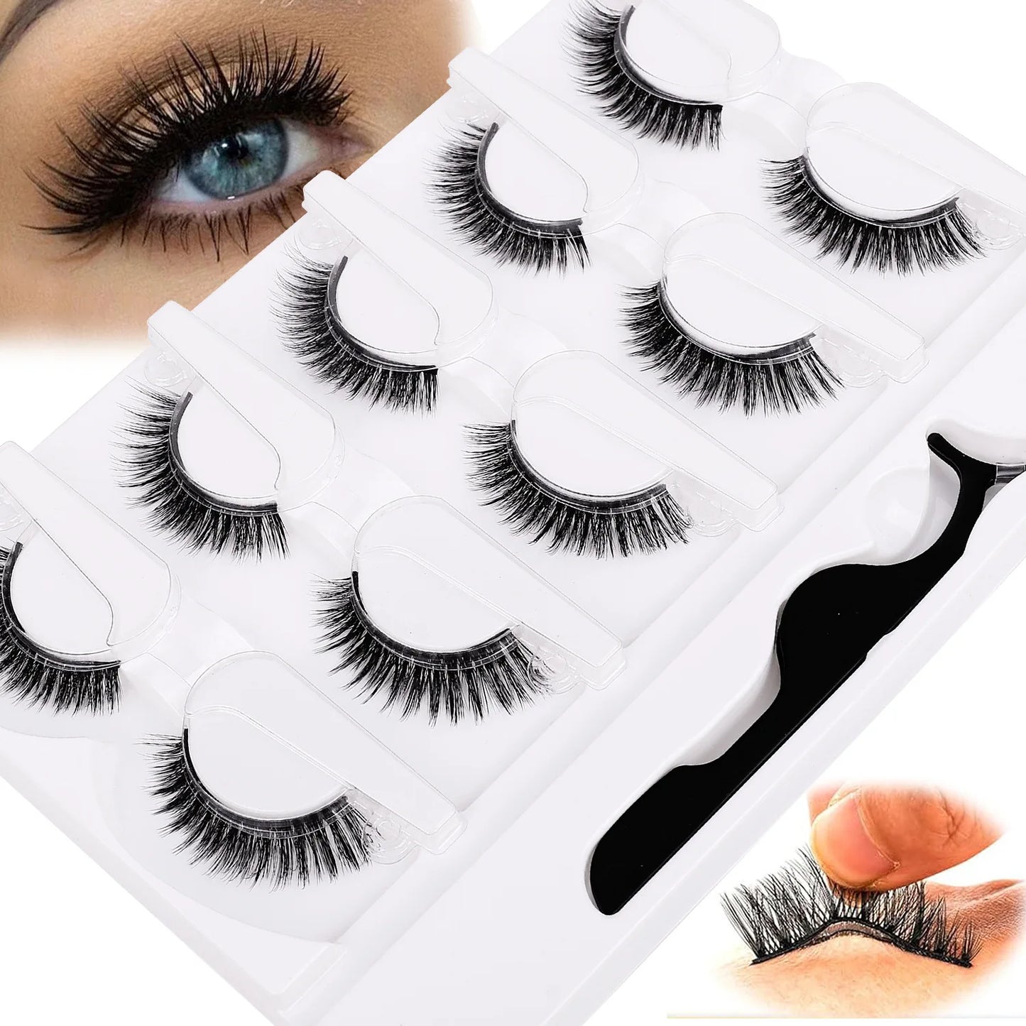 5 Pairs Glue-free Self-adhesive Eyelashes 3D Natural False Eyelash One Step Application Easy To Remove Eye Makeup Wholesale