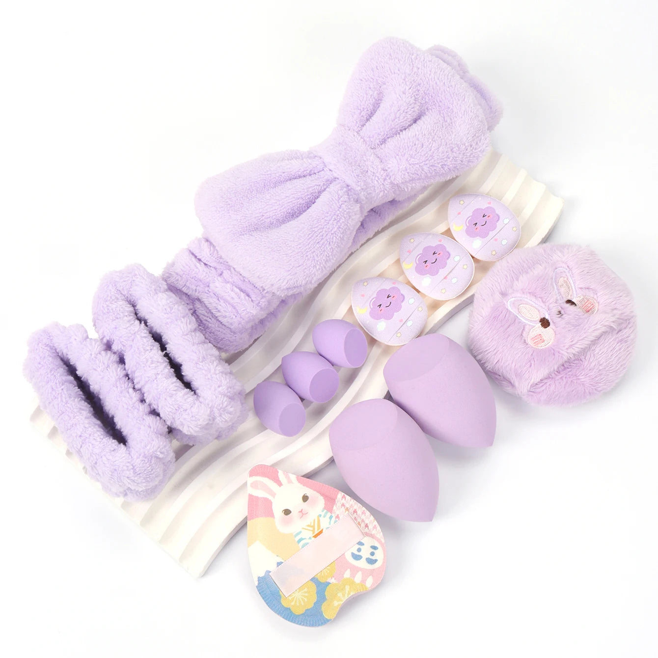Embroidered Powder Puff Headband 13-Piece Set, Suitable for Applying and Setting Makeup, Suitable for All Skin Types