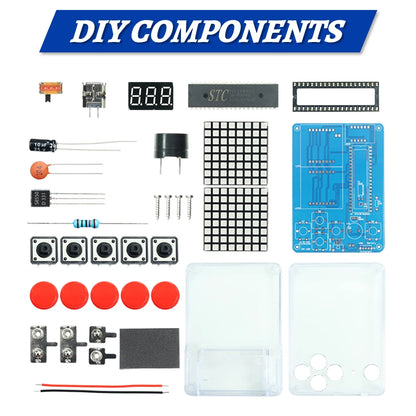 DIY Kit Electronic Pixel Game Console LED Dot Matrix Digital Tube Display DIY Soldering Kit STC15F2K60S2 MCU Double-Sided PCB