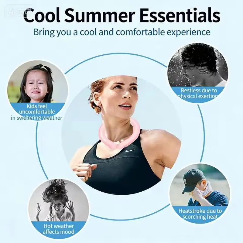 【CC】Outdoor Summer Neck Cooling Tube Wraps Ice Ring Neck Cooler Reusable Cooling Tool For Camping Hiking Cycling Running Fishing
