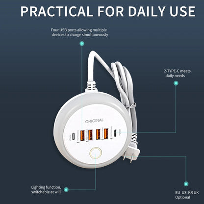 50W USB Mobile Phone Charger Multi Ports Power Strip Socket Type C Fast Charging Wall Charger Wall Adapter For iPhone Xiaomi